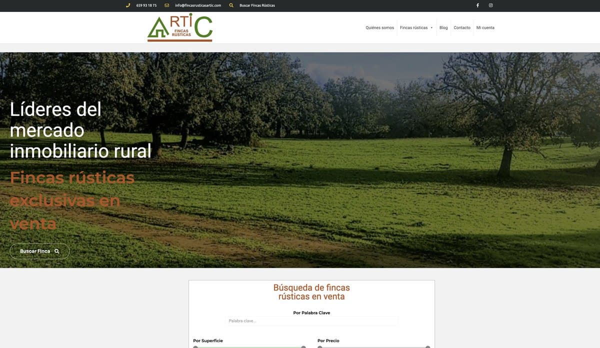 Web de Fincas Rústicas Ártic en ordenador y móvil, por PW4U